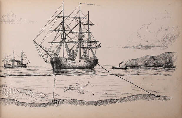 [Большая редкость]. Опыт изложения чертежами работ по вооружению и управлению судами / Составил Гардемарин Петрушевский. [Б. г.], 1885.